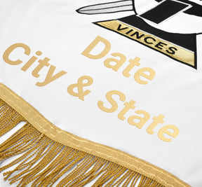 Knights Templar Banner - Personalized Machine Embroidery Golden Braid & Fringe - Bricks Masons