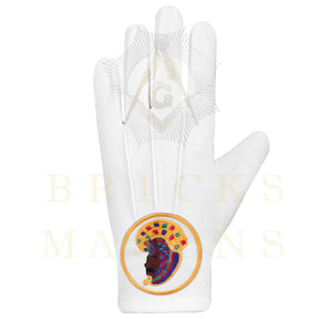 DOI Gloves - White Cotton With Round Patch - Bricks Masons