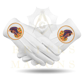 DOI Gloves - White Cotton With Round Patch - Bricks Masons