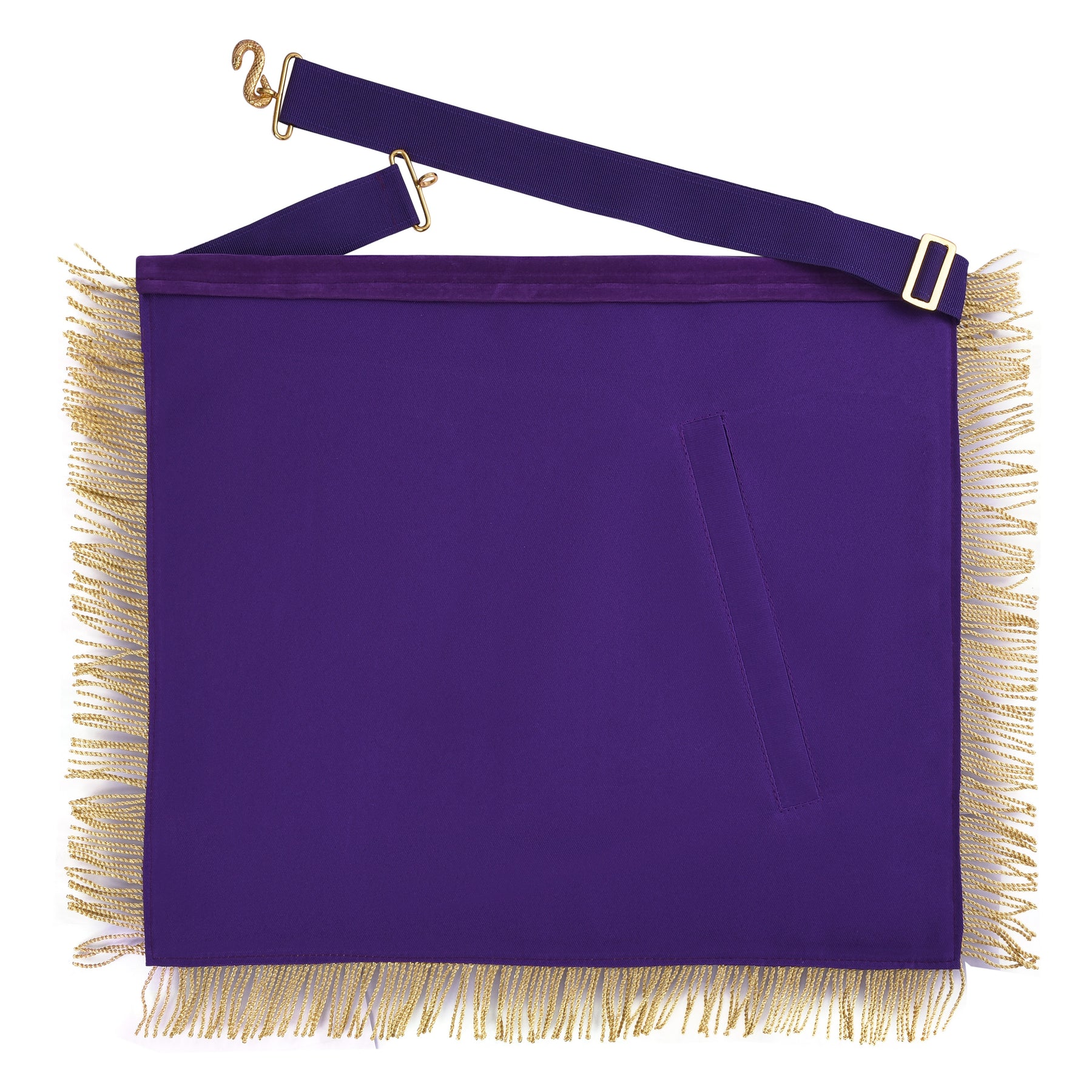 Grand Master Blue Lodge Apron - Purple Velvet Gold Bullion With Golden Braid Fringe