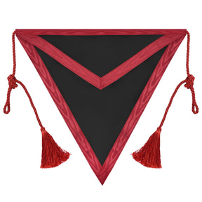 Tablier de rite écossais - Broderie triangulaire noire à la main avec ruban rouge et glands