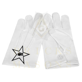 Lady Knights HoTC Gloves - White Cotton With Star Patch - Bricks Masons