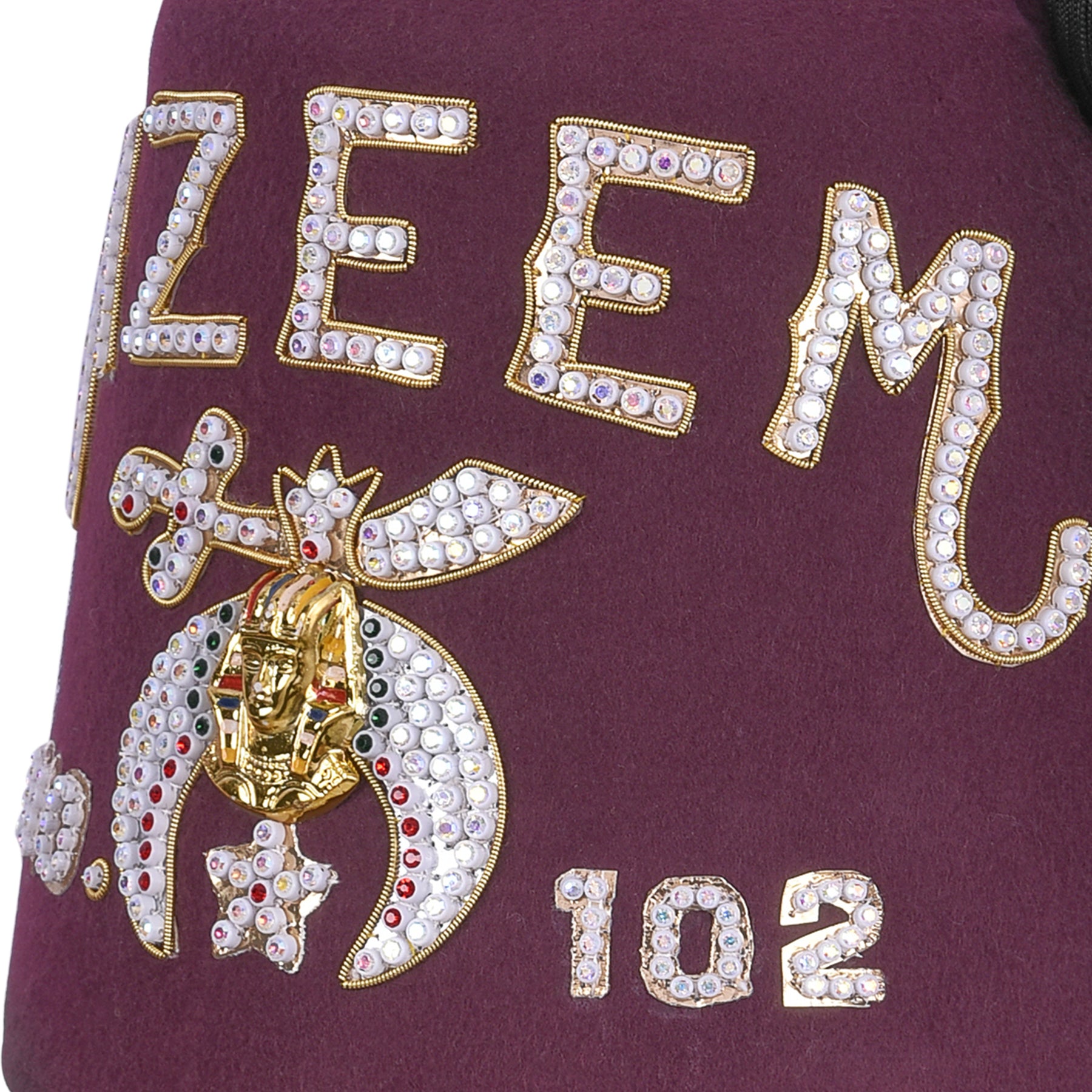 Chapeau Shriners Fez - Lettres strass en laine bordeaux