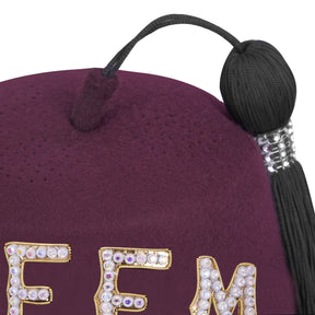 Shriners Fez Hat - Burgundy Wool Rhinestones Letters