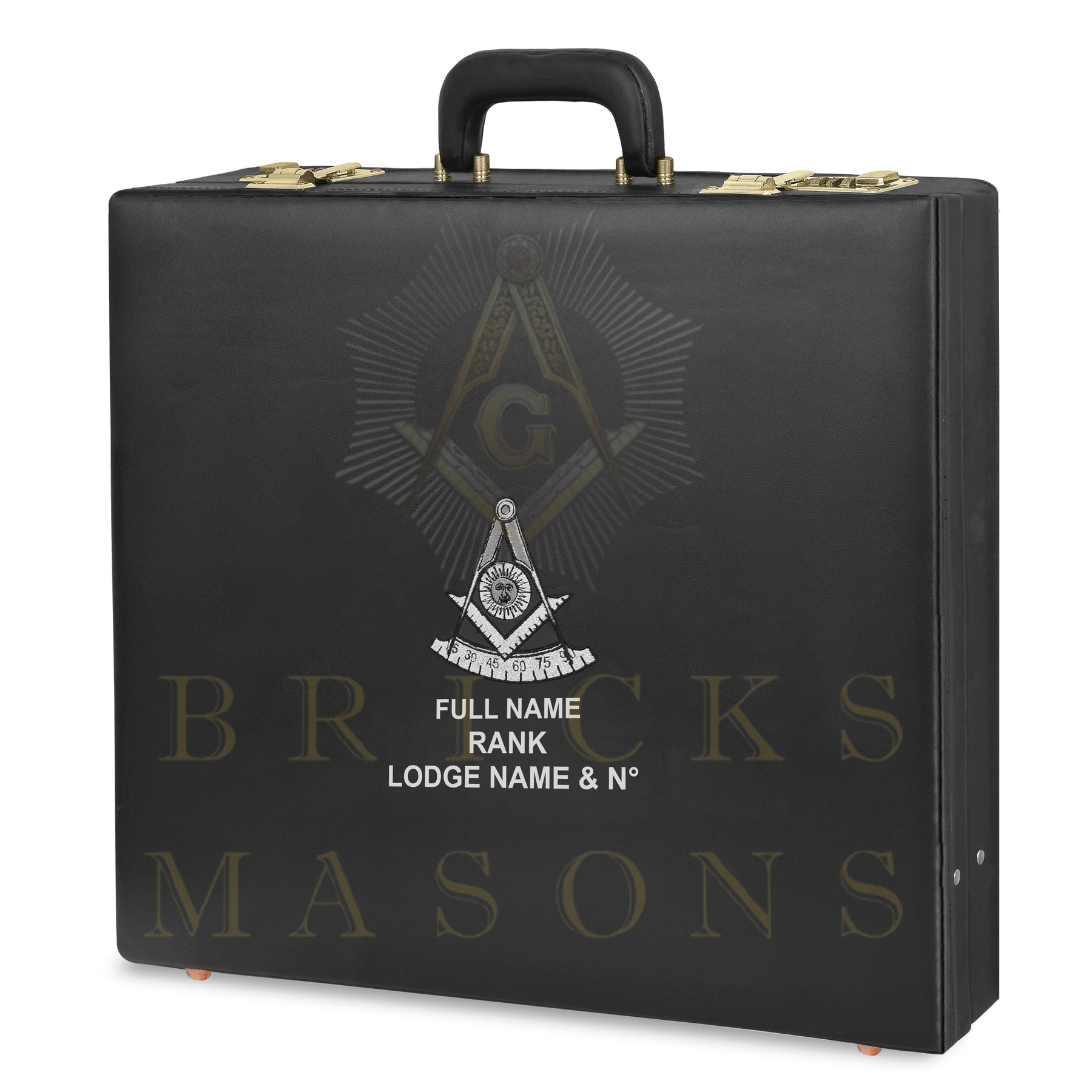 Past Master Blue Lodge Apron Case - Personalized Silver Emblem Various Sizes & Materials - Bricks Masons