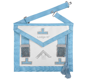 Tablier de réglementation anglaise Past Master Craft - Moiré blanc et turquoise