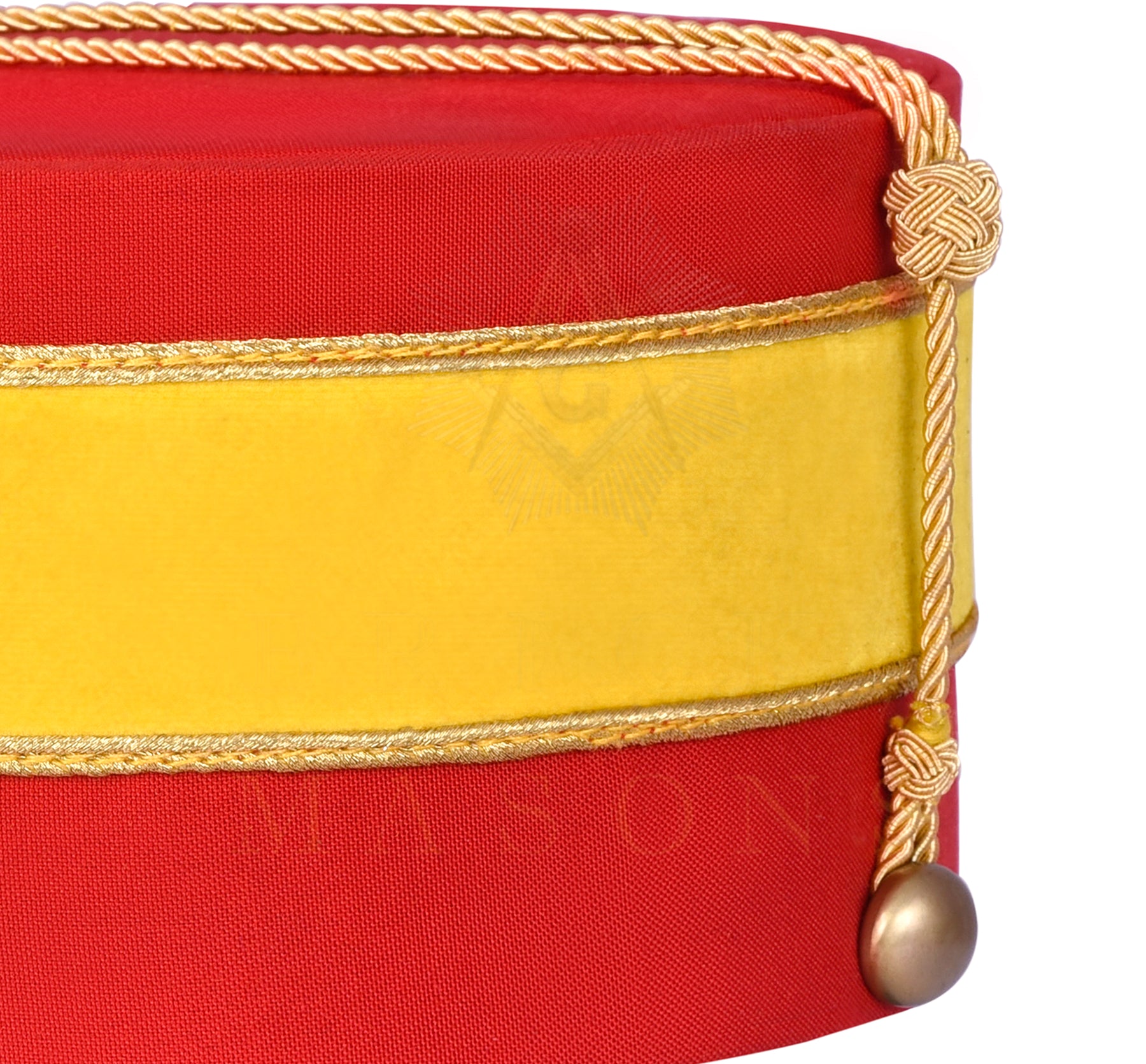 Chaplain Royal Arch Chapter Officer Crown Cap -  Yellow Velvet Band Hand Embroidery - Bricks Masons