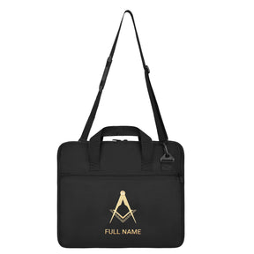 Étui à tablier Master Mason Blue Lodge - Tissu Cordura noir avec emblème doré