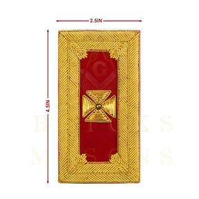 Past Grand Commander Knights Templar Frock Coat Shoulder Board - Gold Bullion Embroidery - Bricks Masons