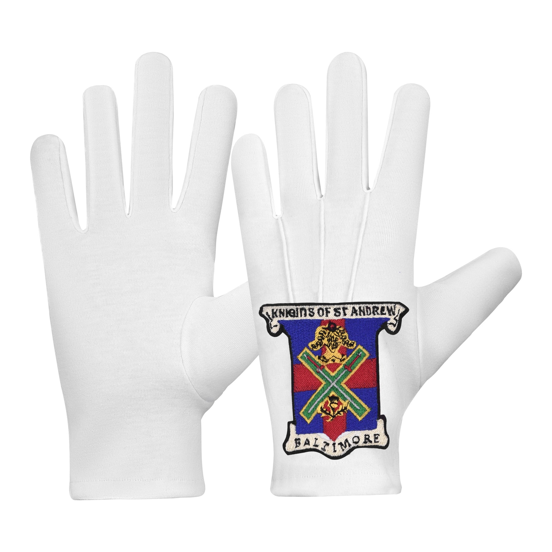 29th Degree Scottish Rite Gloves - White Cotton Knights of St. Andrew