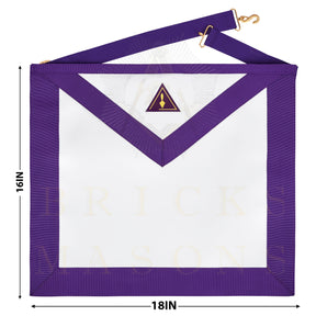 Past Illustrious Master Council Apron - Purple Ribbon Machine Embroidery - Bricks Masons