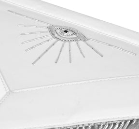 Master Mason Blue Lodge Apron - All White Bullion With Wreath Customizable Anniversary Year - Bricks Masons