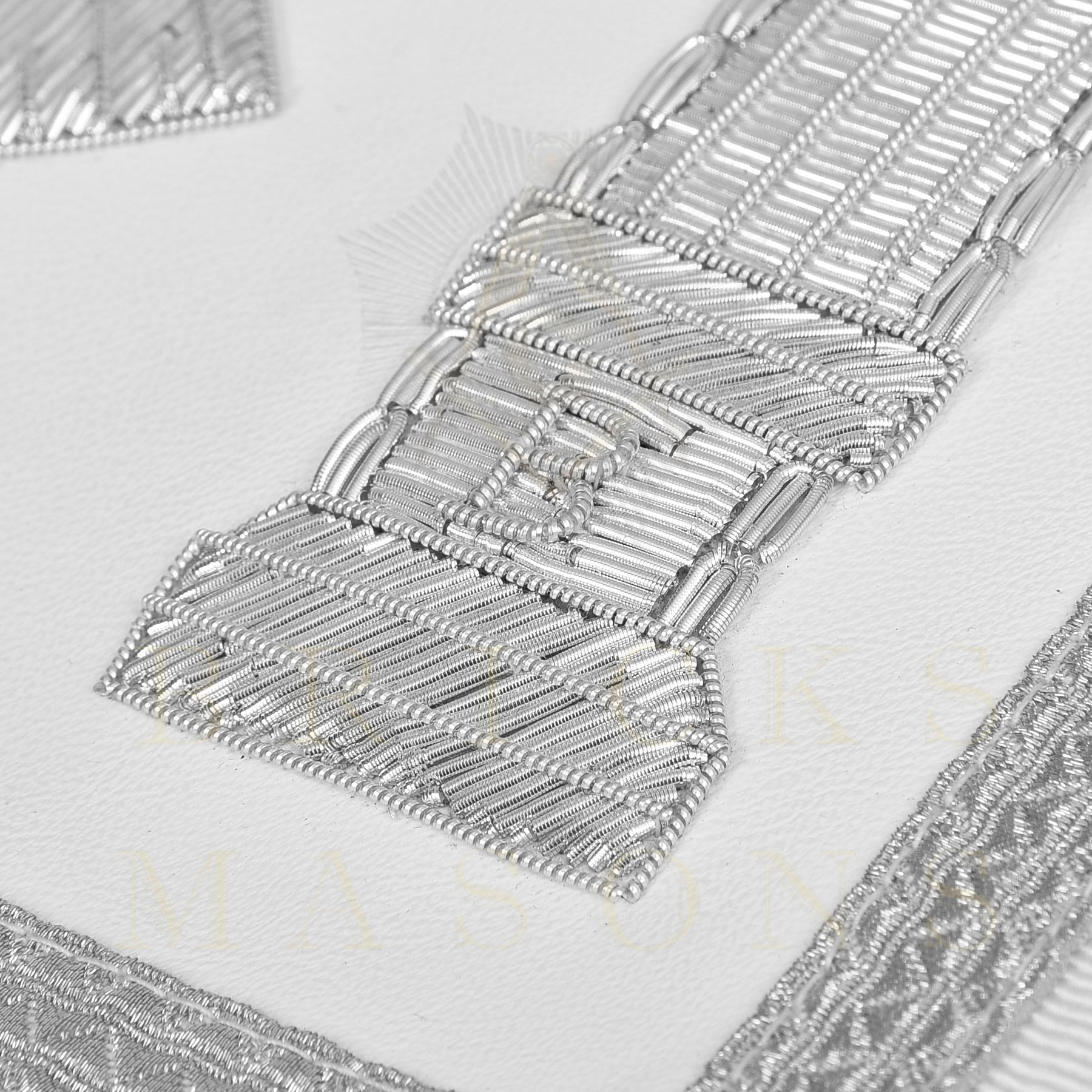 Past Master Blue Lodge Apron - Bullion With Wreath & Pillars - Bricks Masons