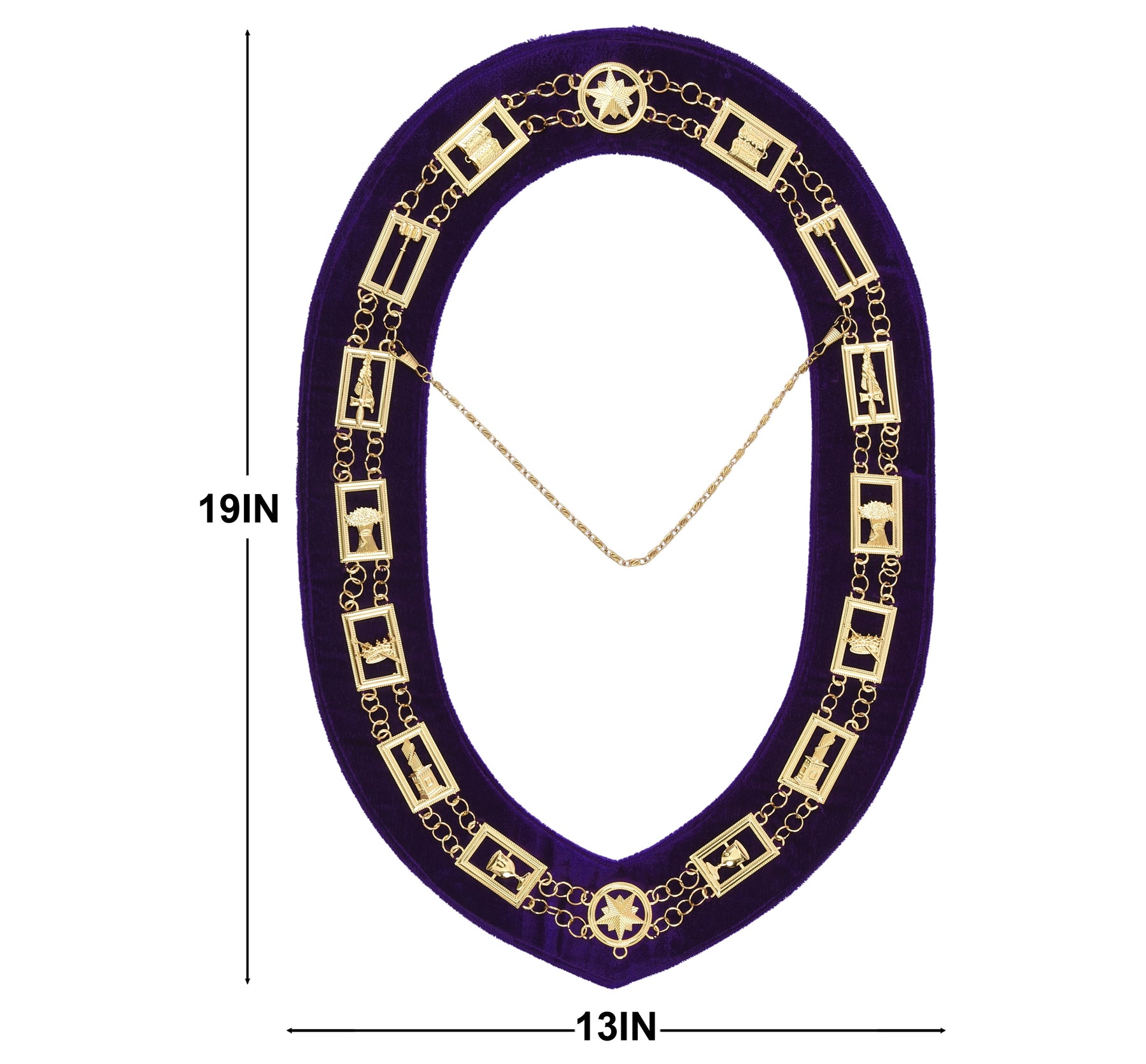OES Chain Collar - Gold Plated on Purple Velvet - Bricks Masons
