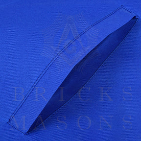 Junior Warden Blue Lodge Officer Apron - Blue Ribbon With Machine Embroidery Customizable Flap - Bricks Masons