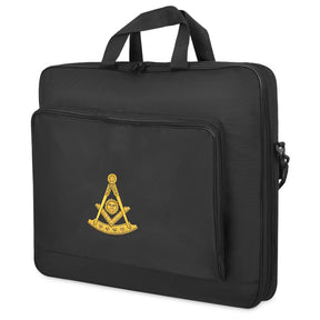 Étui à tablier Master Mason Blue Lodge - Tissu Cordura noir avec emblème doré