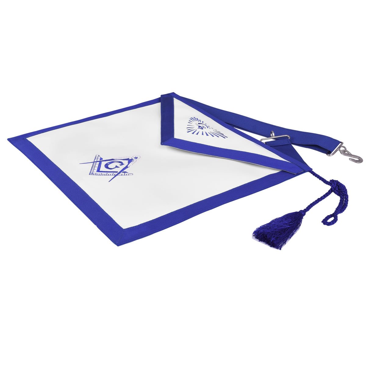 Master Mason Blue Lodge Apron - Blue Tassels & Waist Belt - Bricks Masons