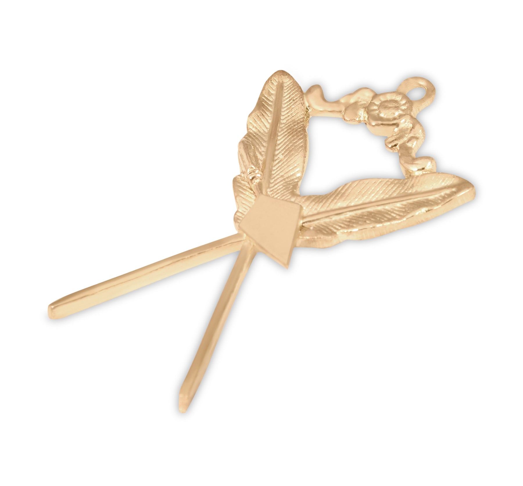 Recorder Royal & Select Masters Officer Collar Jewel - Gold Plated Trowel & Crossed Pens - Bricks Masons