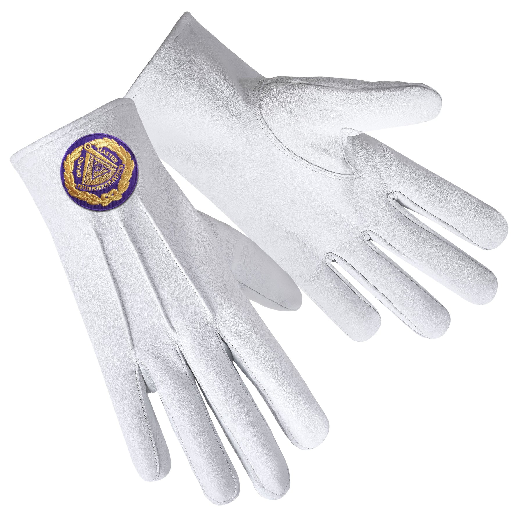 Grand Master Blue Lodge Glove - Leather With Purple Patch - Bricks Masons