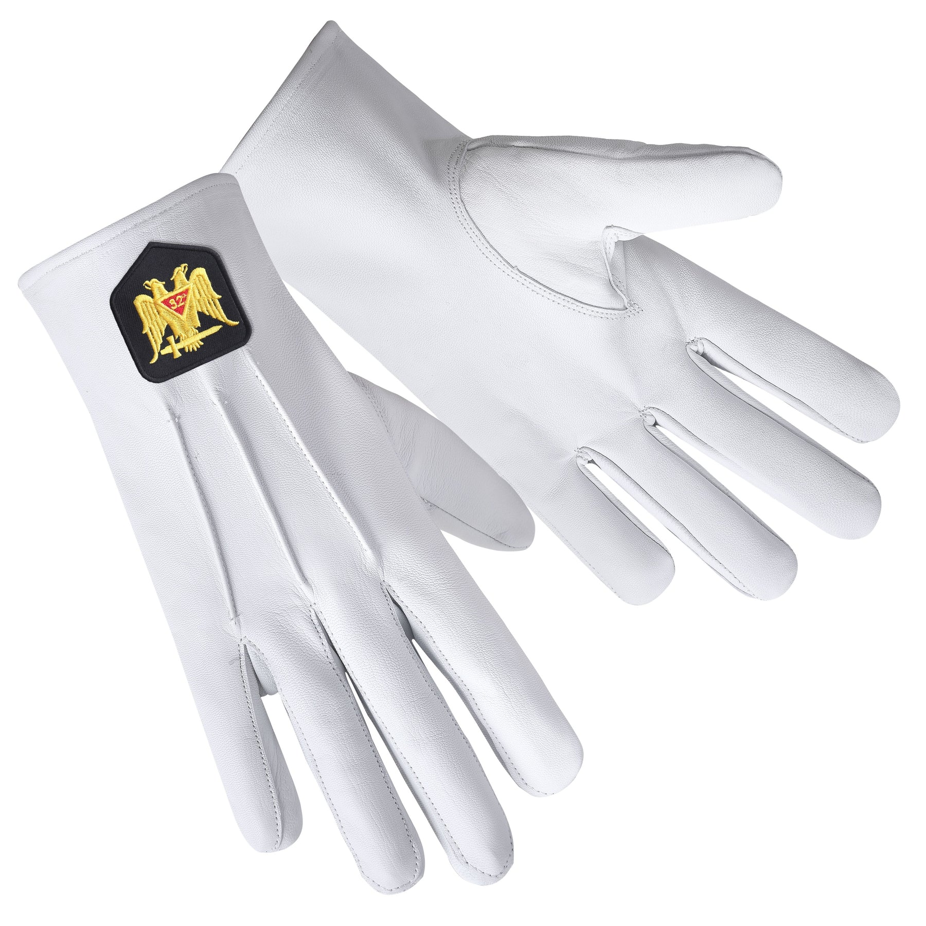 32nd Degree Scottish Rite Glove - Leather With Gold Double Eagle - Bricks Masons