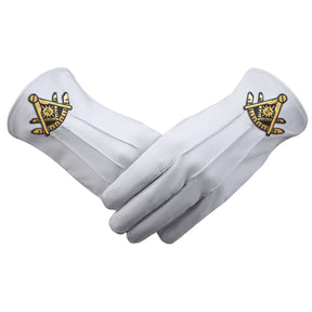 Past Master Blue Lodge California Regulation Glove - Leather With Gold Emblem - Bricks Masons