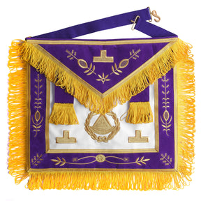 Blue Lodge Apron - Purple With Gold Emblem With Wreath - Bricks Masons