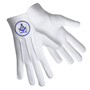 International Masons Glove - Cotton With Square And Compass G & Key - Bricks Masons