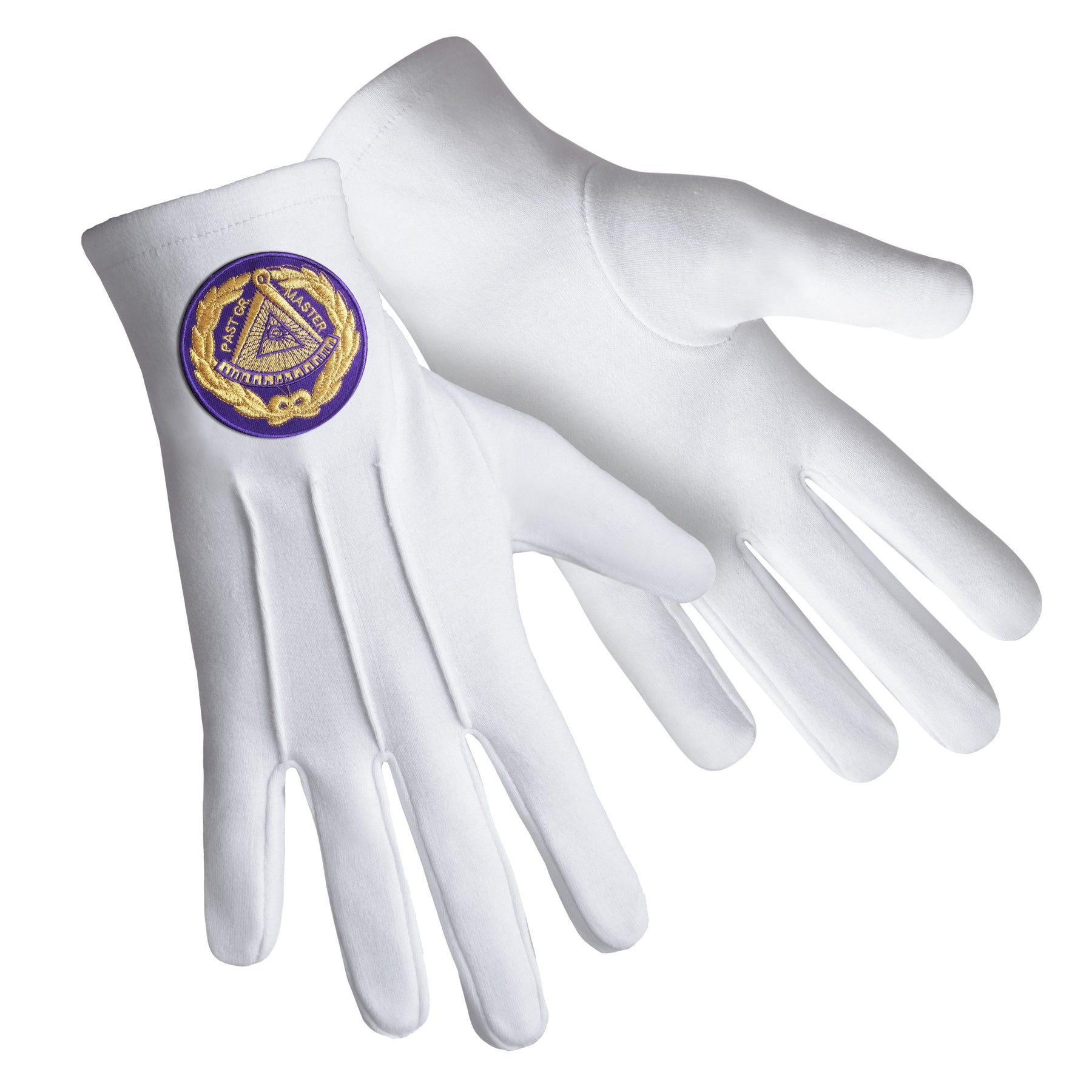 Past Grand Master Blue Lodge Glove - Pure Cotton With Purple Patch - Bricks Masons