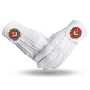 Master Mason Blue Lodge Glove - Pure Cotton With Red Patch & Wreath - Bricks Masons