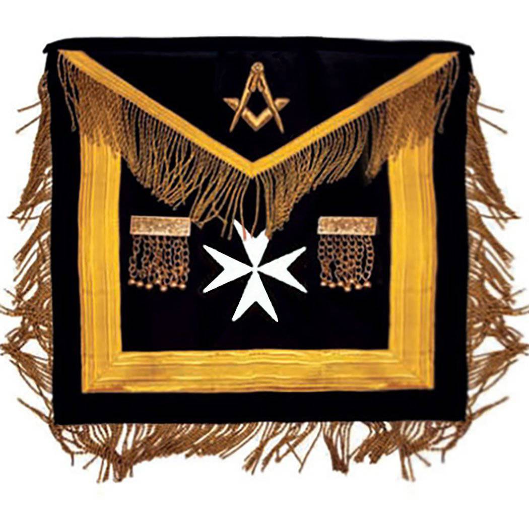 Most Worshipful Malta Regulation Apron - Black with Maltese Cross