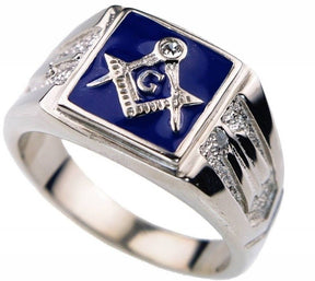 Master Mason Blue Lodge Ring - Square & Compass G  (Black/blue/red)