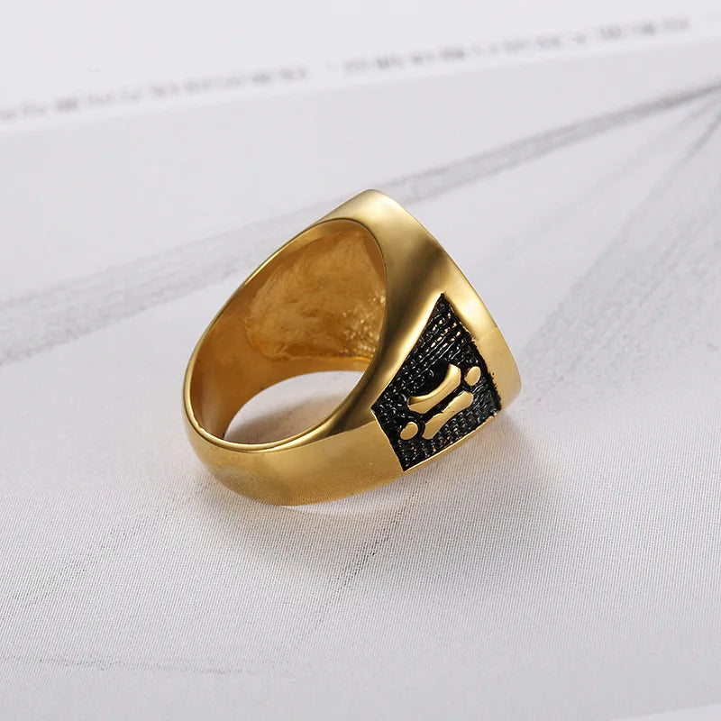 Master Mason Blue Lodge Ring - Gold & Black Color Stainless Steel - Bricks Masons