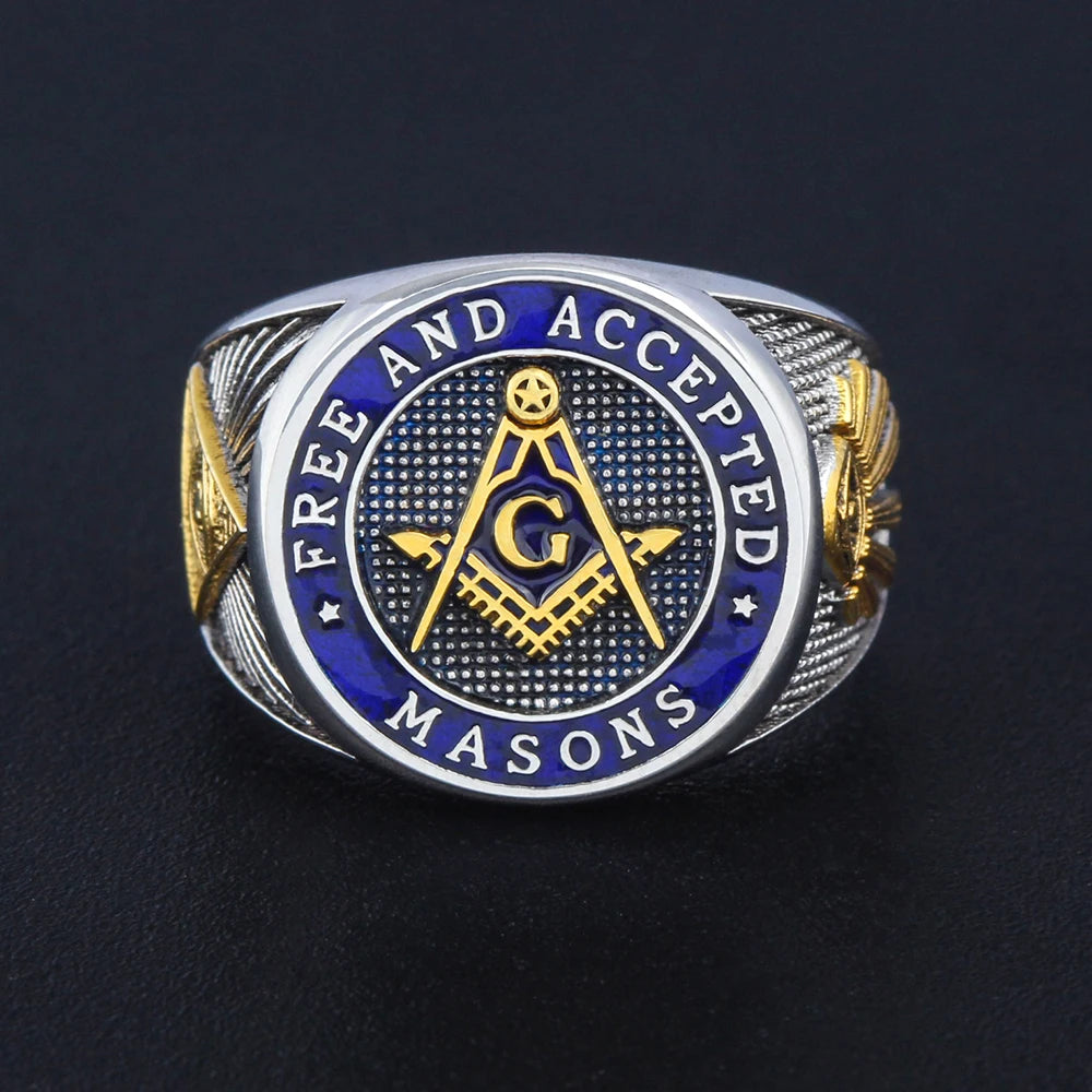 Master Mason Blue Lodge Ring - Free and Accepted Masons with S&C G Eye of Providence