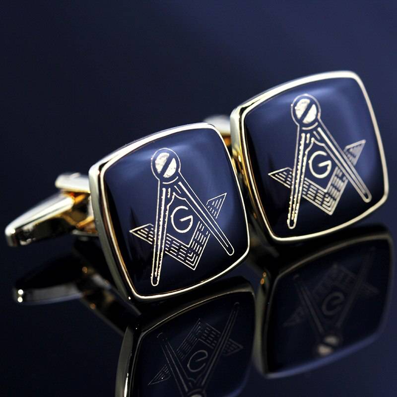 Master Mason Blue Lodge Cufflink - Golden Blue