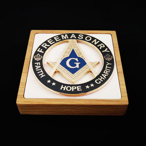 Master Mason Blue Lodge Car Emblem - 3'' FAITH HOPE CHARITY