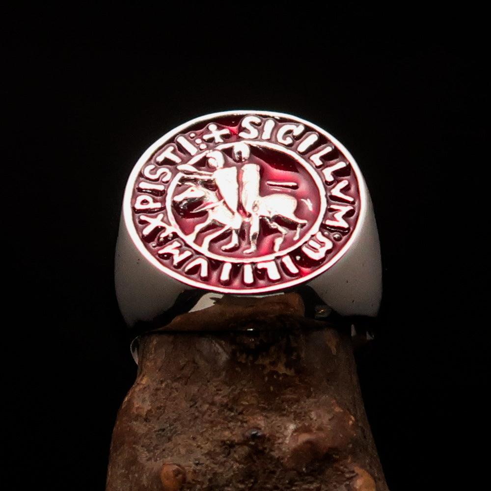 Knights Templar Commandery Ring - Sterling Silver Red Sigillum MilItum XPISTI