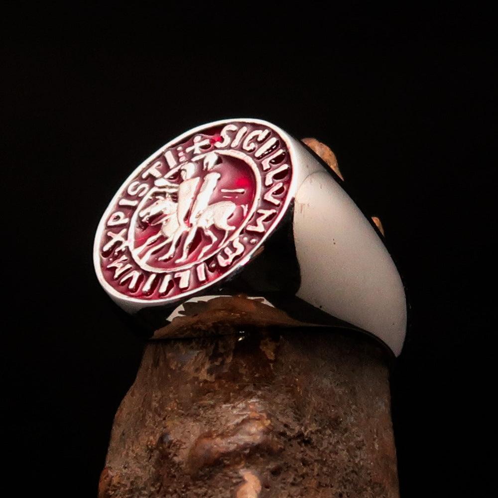 Knights Templar Commandery Ring - Sterling Silver Red Sigillum MilItum XPISTI