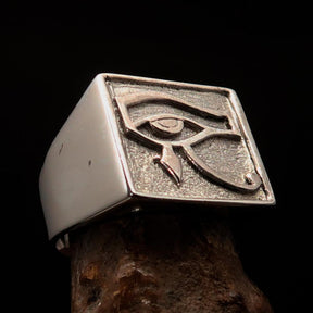 Ancient Egypt Keychain - Squared Eye of Horus Sterling Silver