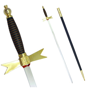 Knights Templar Commandery Sword - with Black Gold Hilt and Black Scabbard