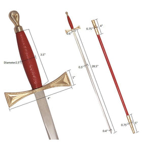 Masonic Sword - Red Gold Hilt and Red Scabbard