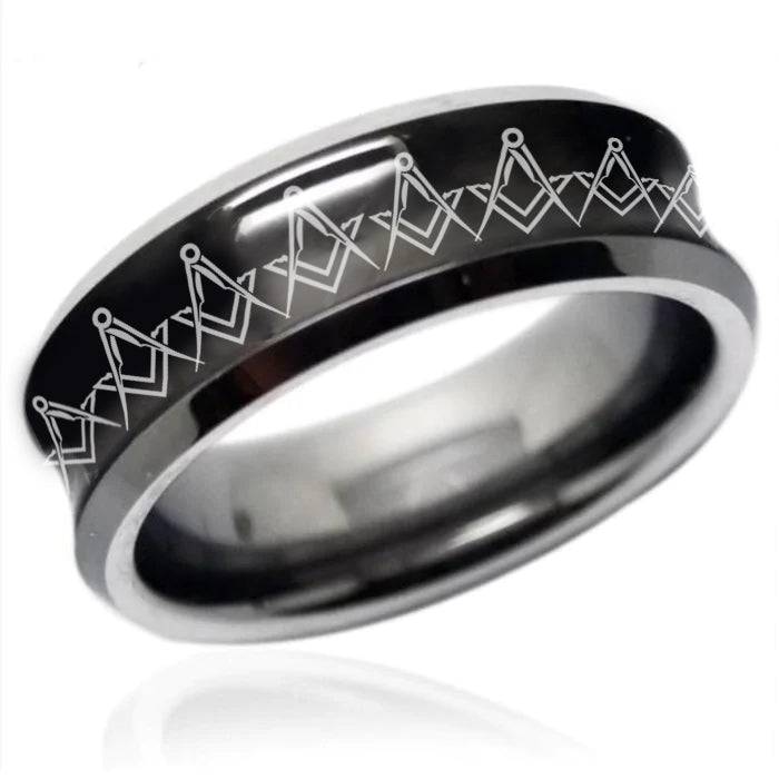 Master Mason Blue Lodge Ring - Plated Curved Surface