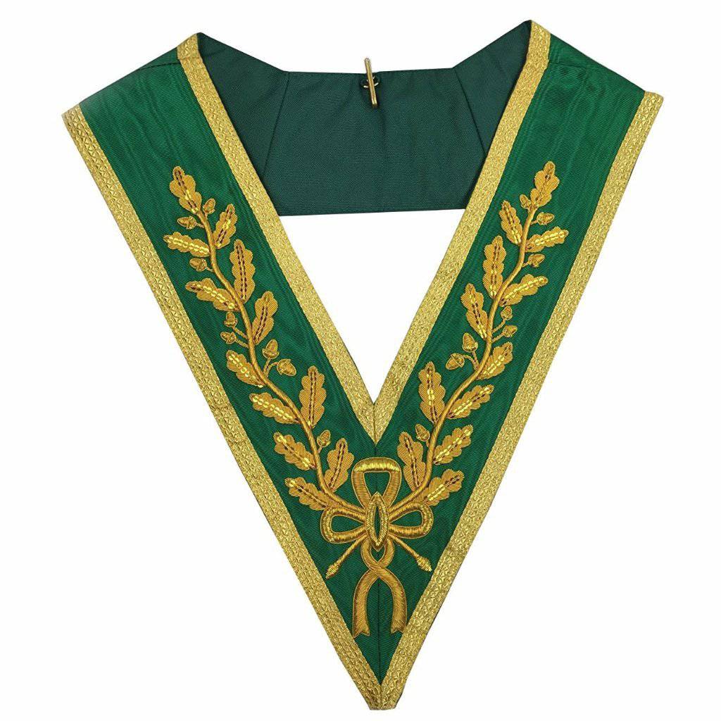 Grand Council Allied Masonic Degrees Collar - Green Moire with Gold Bullion