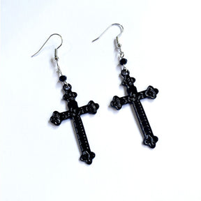 Knights Templar Commandery Earrings - Black Cross Pendant - Bricks Masons