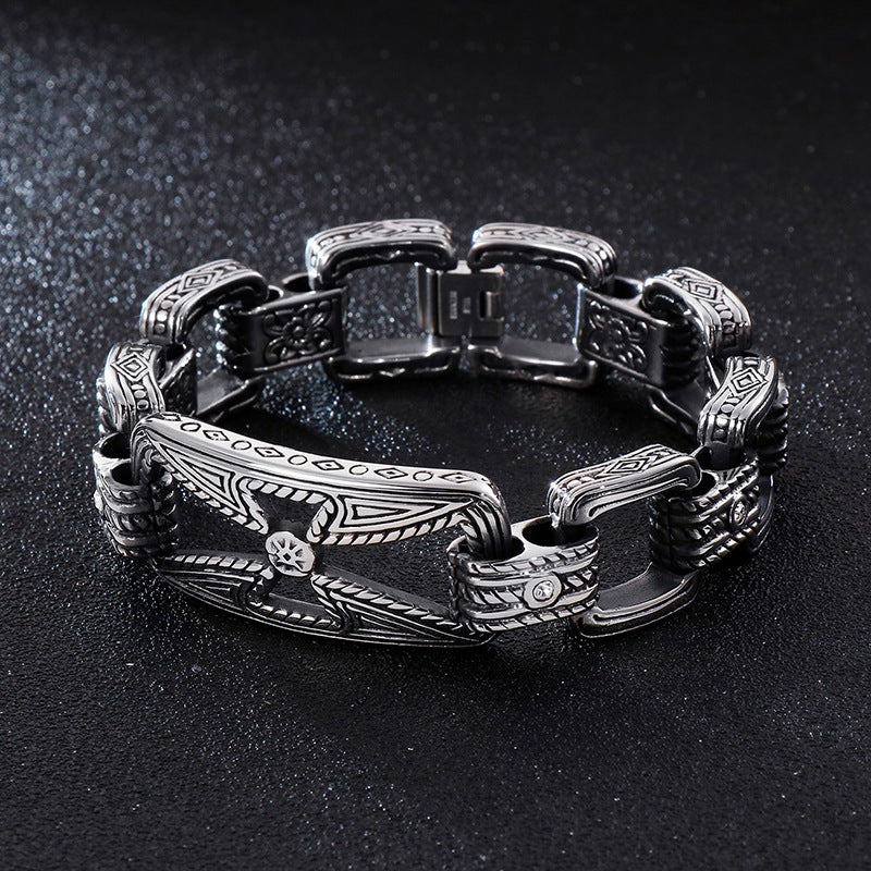 Knights Templar Commandery Bracelet - Silver Titanium Steel Cross - Bricks Masons