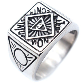 Eye Of Providence Ring - Stainless Steel All Seeing Eye - Bricks Masons