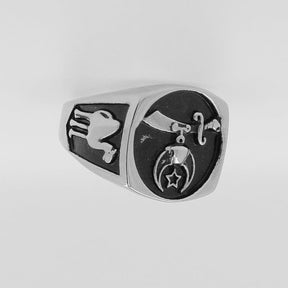 Shriners Ring - Black & Silver Titanium Steel - Bricks Masons