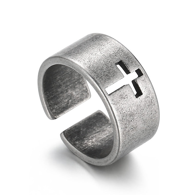 Knights Templar Commandery Ring - Silver Titanium Steel Templar Cross - Bricks Masons