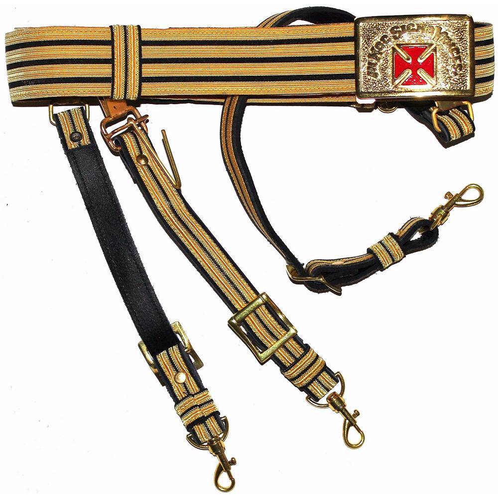 Past Grand Commander Knights Templar Commandery Regalia Belt - Red Cross