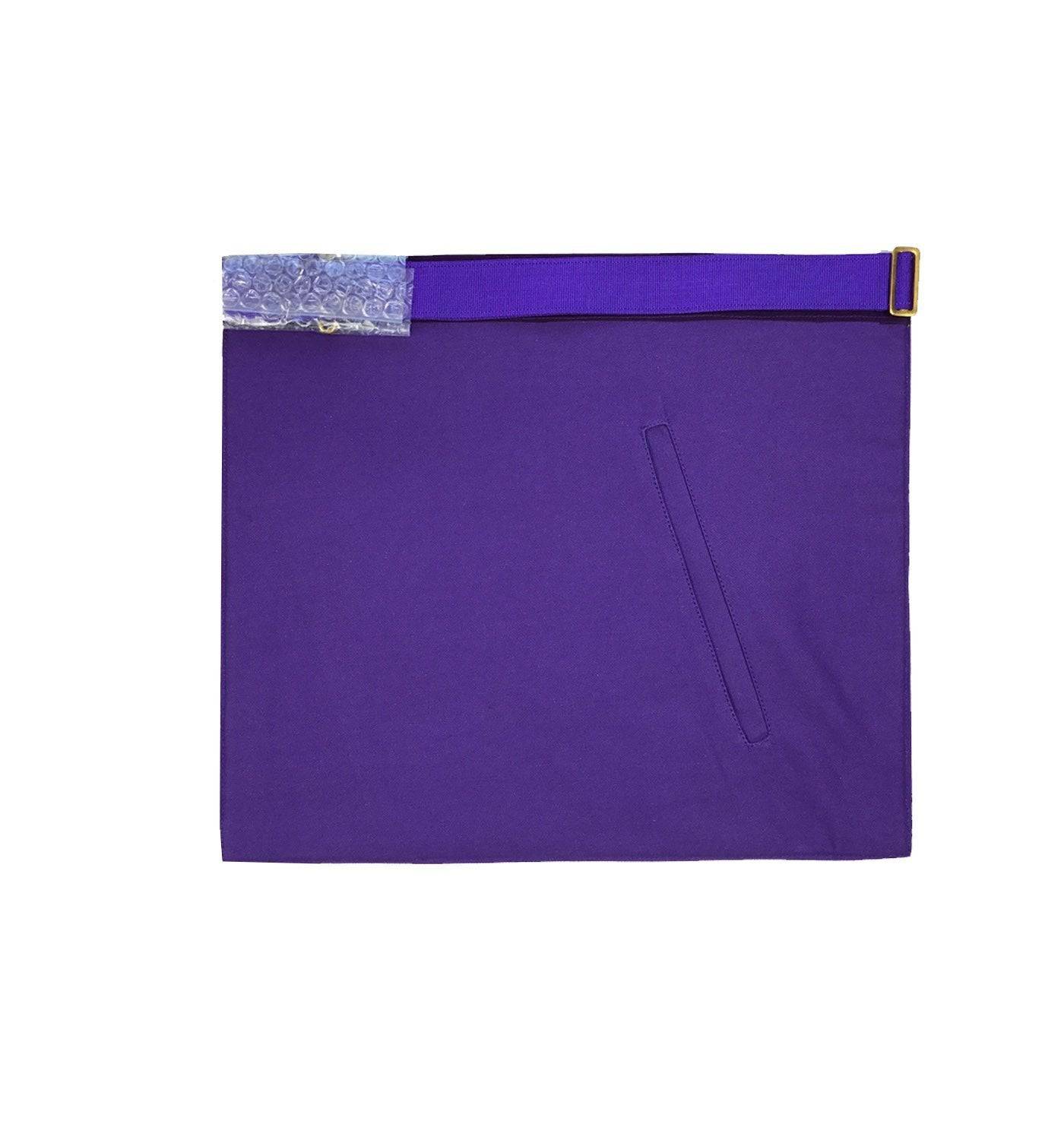 Master Mason Blue Lodge Apron - Purple Gold Hand Embroidery