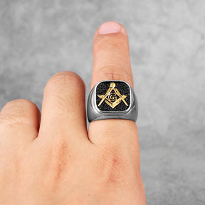 Master Mason Blue Lodge Ring - Classic Compass & Square